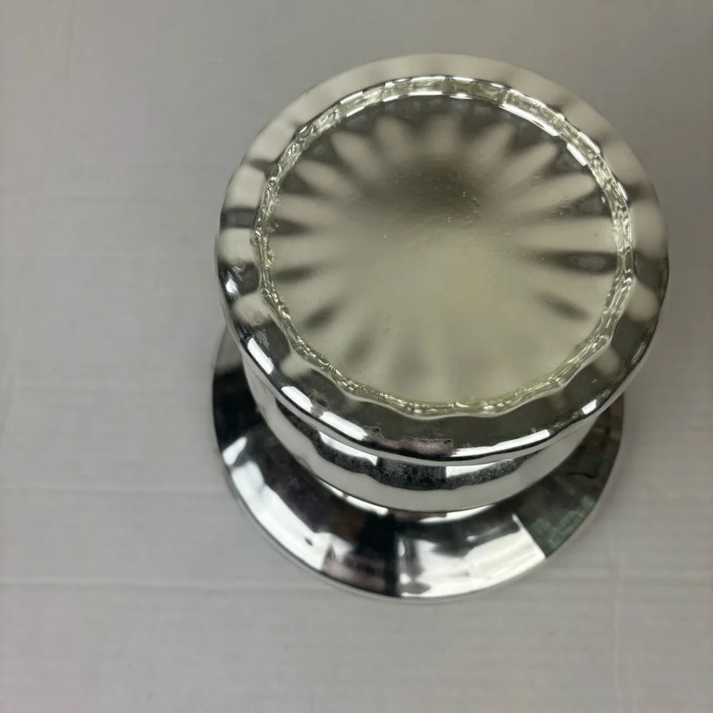 Dept 56 large silver hand-blown glass pedestal-ornament/candle/display
